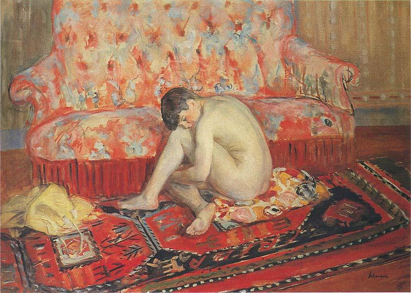 Henri Lebasque Prints Nude on Red Carpet,